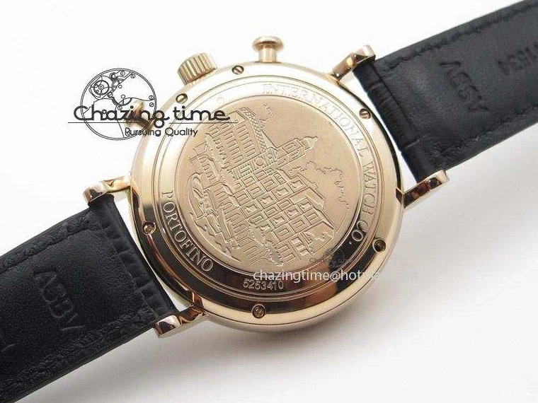 MIROTIME 0508 Portofino Chrono RG Black Dial on Black Leather Strap A HighPerformance 7389